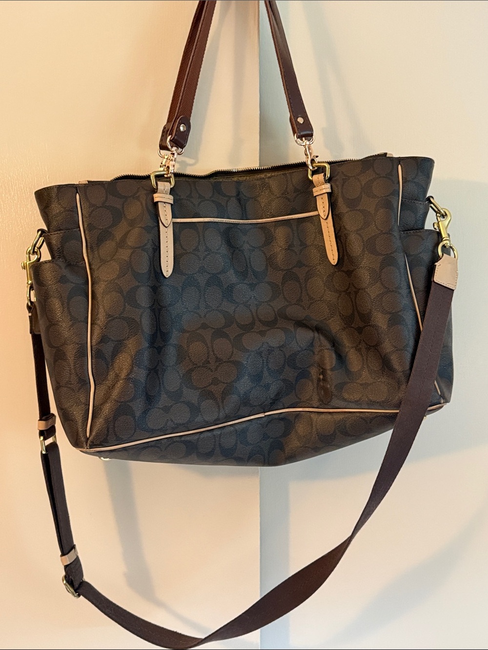 Coach Signature Utility Diaper Bag with Tan Trim - Picture 7 of 9